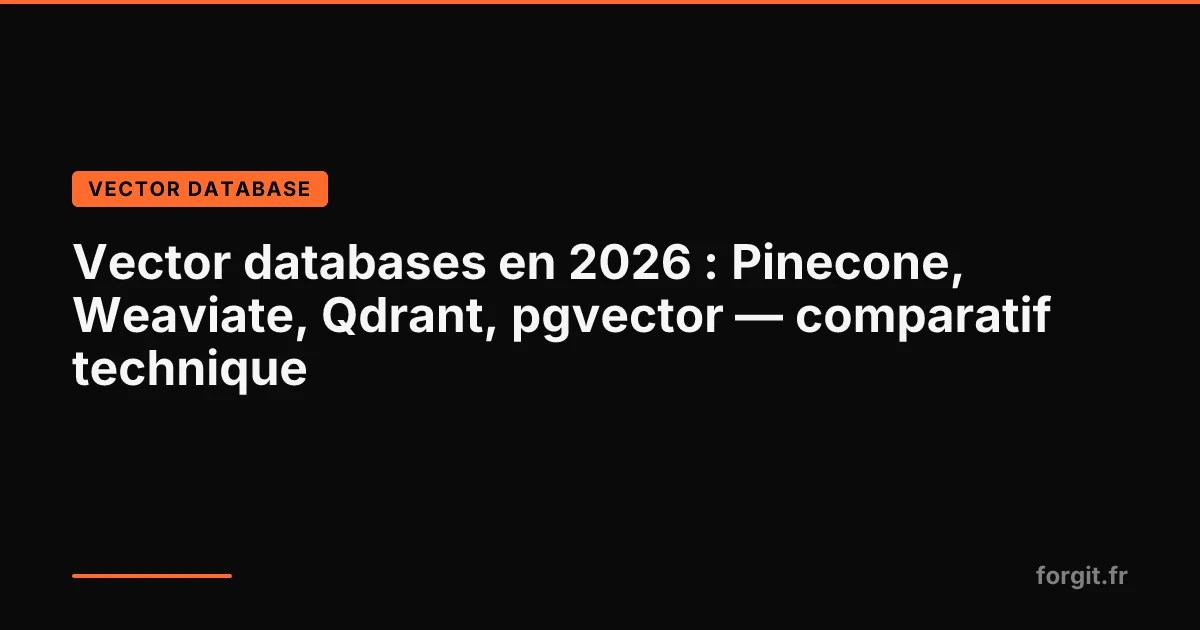 Comparatif vector databases : Pinecone, Weaviate, Qdrant, pgvector